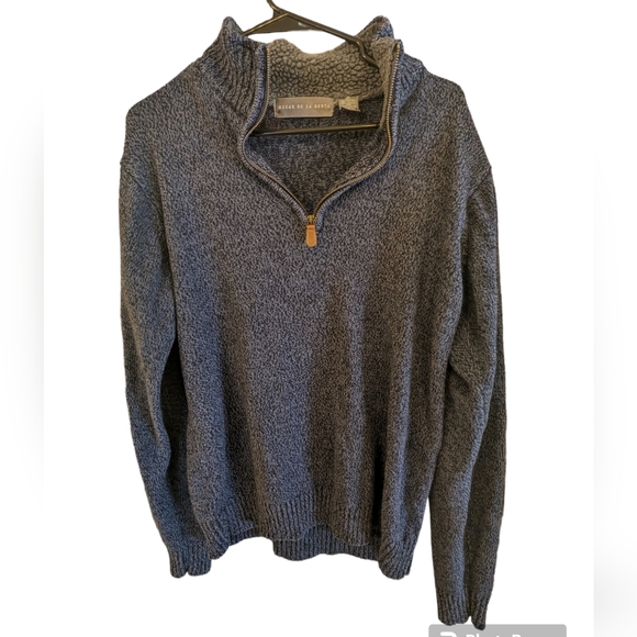 Oscar de la Renta Navy 1/4 Zip Sweater Sz Medium - Picture 2 of 6